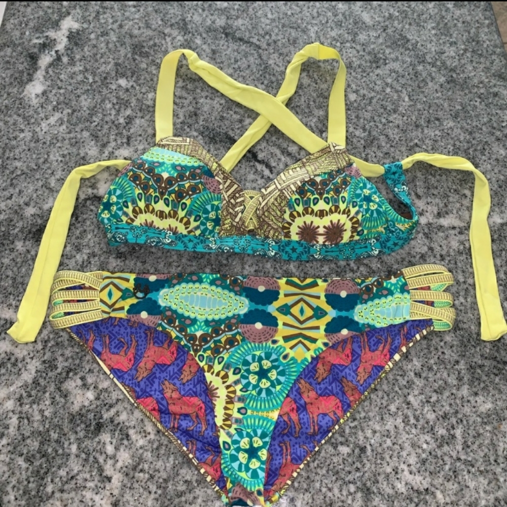 Maaji swim cross back tie in multicolor bikini set